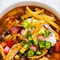 Chicken tortilla soup from scratch on the stove top in just 30 minutes! #soup #mexicancuisine #quickrecipes