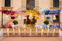 Colorful lighting decoration for shooting. Thanks to the team: Parade Wedding Flowers Living Lenny Pellico Vignamaggio Rolands Preludio • #weddinglighting #weddinglights #weddingday #wedding #stringoflights #stringlights #weddinglovebug #matrimonio #easyweddings #weddingstyle #uplighting #toscana #lighting #weddingmusicandlights