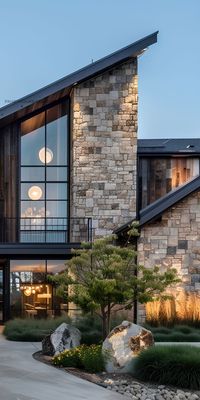 A clever architecture highlights the barn conversion's exposed beams and high ceilings, providing an airy, open concept.