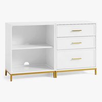 The Blaire Collection's sleek-yet-simple look elevates any space. Spacious enough to hold books or display decor, it's modular so you can arrange and re-arrange this set to configure to your room. Made from sturdy wood and finished by hand in a multi-step process, this dresser is beautifully built to last.GREENGUARD Gold Certified. Meets or exceeds stringent chemical emissions standards. Learn more.Crafted from solid poplar and MDF (medium density fiberboard).Drawers are detailed with hardware f