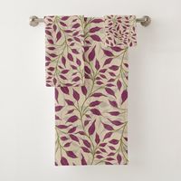 Flow of Dancing Leaves Delicate Green Foliage Bath Towel Set