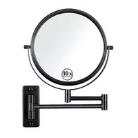 JimsMaison 8.7 in. W x 12 in. H Small Round Magnifying Telescopic Wall Mounted Bathroom Makeup Mirror in Black JMLSBM01BX - The Home Depot