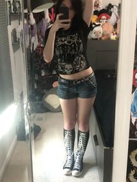 knee high converse jean shorts studded belt with chains my chemical romance t shirt