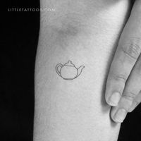 Set of three fine line teapot temporary tattoos. Size: 0.9 in / 2.4 cm (width)