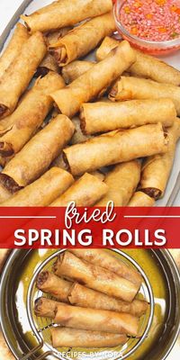 Try the best and crispiest spring rolls ever! Our authentic Filipino Spring Rolls are filled with either ground pork or chicken and a delicious combination of vegetables. They’re easy and can be made ahead of time and frozen until you’re ready to cook them. They're great for serving as an appetizer or finger food! Serve it with a dipping sauce or rice if you want a complete meal. Enjoy the ultimate crispy, meaty bite of this popular Asian snack.