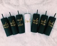 These tumblers are a great way to start wedding day (with coffee of course), a nice way to ask a friend to be a bridesmaid, or a sweet gift for the bride to be! They are great for a photo opp on the morning of the wedding and a nice keepsake for after. These tumblers are 20 oz double wall stainless steel, and they keep drinks hot and cold. Each tumbler comes with a lid and matching straw. These are made with high quality permanent outdoor vinyl. Handwashing is recommended to preserve the life of