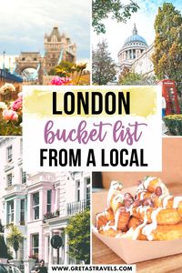 Planning a trip to London? Find out all the best things to do with this ultimate London bucket list! Having lived in London for 7 years I can say I know what I'm talking about, and have included in this guide both the main tourist highlights and some off the beaten track gems. | What to do in London | London Bucket List | London Travel Guide | London Travel Tips | London Activities | Weekend in London | London Holiday | #london #londonbucketlist #england