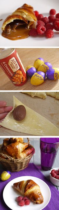 Cadbury's Caramel Eggs Stuffed Croissants - oh yes! could use so many goodies!! pb cups, chocolate cherries, lemon curd, .....so many!!! and maybe make a glaze for the top.