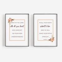 Proverbs 3:5-6 Set of 2 Bible Verse Wall Art Prints Trust in | Etsy