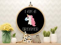 Dreamer Unicorn Cross Stitch Pattern Kawaii Cross Stitch Pattern Motivational Cross Stitch Pattern Funny Nursery Cross Stitch Pattern PDF