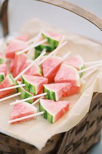 How deliciously cute do these watermelon slices on a stick look?! Perfect for an outdoor summer pool party for your 30th birthday.