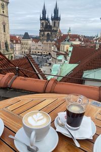 Prague aesthetic photo idea, coffee with a view - Hotel au Prince, Prague Czech Republic