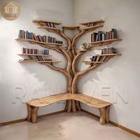 Floating Corner Bookshelf Solid Wood Tree Shaped Bookshelf Wall Mount Bookcase Handmade Furniture - Etsy