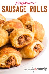 Flaky, buttery puff pastry filled with savory plant-based sausage—these Vegan Sausage Rolls are easy, delicious, and perfect for any occasion. Save this recipe now!