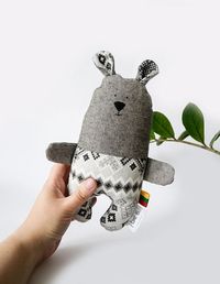 Native Teddy Bear Toy Grey baby toy Restored Lithuania