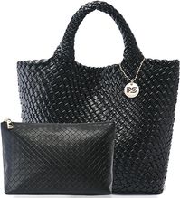 PS PETITE SIMONE Woven Tote Bag for Women Large Woven Purse Woven Leather Handbags Braided Purse Weave Purse Hazel