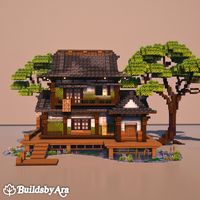 A traditional japanese house with greent tones. Now available on my Patreon as a Tier 1 build! 