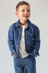 Cotton-blend Denim Overshirt - Long sleeve - Regular length - Denim blue - Kids | H&M US