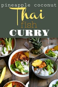 Ready in just 30 minutes, this Pineapple Coconut Thai Fish Curry is rich, comforting, and packed full of chunks of white fish and fresh vegetables. Delicious for dinner or even leftover for lunch, even the kids will love the flavorful broth made even better with sweet pineapple via @theforkedspoon #thairedcurry #curry #fishcurry #30minutemeal #easyrecipe #pineapple #glutenfree #easydinner #stew | For this recipe and more visit, https://theforkedspoon.com/