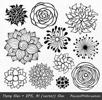 BIG SET 44 Hand Drawn Flowers clipart flower element flower