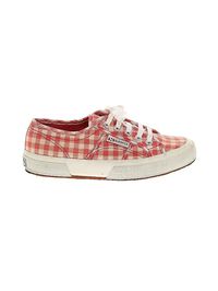 Superga Sneakers Size: 36 Shoes - used. No Fabric Content, Checkered/Gingham | Superga Sneakers: Red Checkered/Gingham Shoes - Size 36