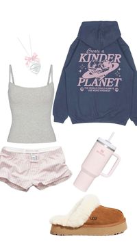 linder planet jacket, grey spaghetti strap, stanley cuo, ugg slippers, boxer shorts