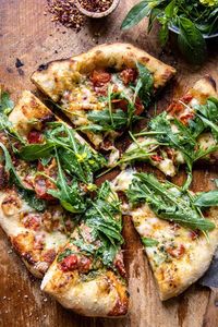 Arugula Tomato Cheese Pizza | halfbakedharvest.com