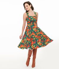 Hell Bunny 1950s Autumn Pinafore Swing Dress – Unique Vintage