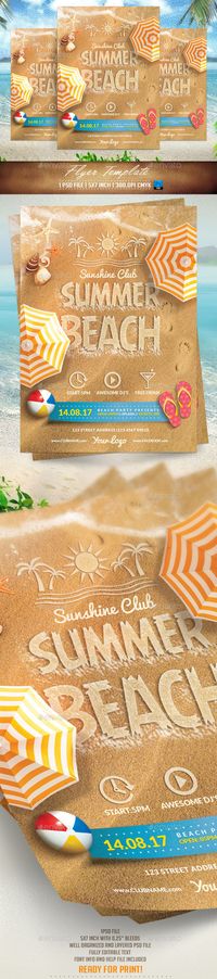 Summer Beach Flyer Template #design Download: http://graphicriver.net/item/summer-beach-flyer-template/11400273?ref=ksioks