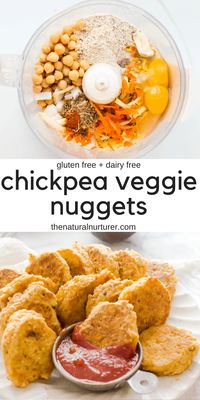 These chickpea vegetable nuggets are a vegetarian twist on traditional chicken nuggets! Loaded with extra veggies and and protein. The perfect finger food! #kidfood #toddlerfood #healthyfingerfood #vegetarianrecipesforkids #vegetariannuggets #vegetarianchicken