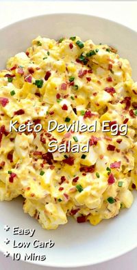 Whip up a delicious and satisfying keto-friendly deviled egg salad in just 10 minutes. Perfect for a quick lunch or a healthy snack, this recipe combines creamy textures with a hint of tangy flavor. Packed with protein and low in carbs, it's a great choice for those following a ketogenic lifestyle. Enjoy the classic taste of deviled eggs in a new and exciting way without spending hours in the kitchen.