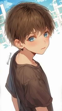 Original anime character by kingvinst: Yukito-kun. | I offer different services, e.g. I create custom illustrations for you, promote your product on my Pinterest account or offer anime drawing tutorials. Check out my linktree for all my links! | cute anime boy | cute boy | anime boy with brown hair | young anime boy | anime teen | anime preteen | blue eyes | anime portrait | anime pfp | anime wallpaper | kawaii | cool anime boy