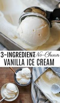 3-Ingredient No-Churn Vanilla Ice Cream - the easiest, creamiest homemade vanilla ice cream ever! Recipe can be made with or without an ice cream maker