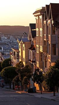 Old victorian houses ("The painted ladies") on Green Street - San Francisco, California