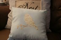 French Script Bird Pillow