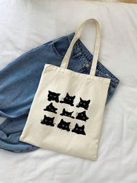 Sac à bandoulière motif chat mignon de dessin animé, sac fourre-tout de voyage léger, sac à bandoulière multifonctionnel, sac à dos, cadeau d'anniversaire, cadeau idéal de retour à l'école, cadeau idéal pour les enseignants, idée de cadeau de remerciement, cadeau d'appréciation, sacs cadeaux, réutilisable, sac pour enseignants, cadeau idéal pour la mère, demoiselle d'honneur, sac d'école, grande capacité, léger, portable, convient aux adolescentes, aux femmes, aux étudiantes, parfait pour la ren