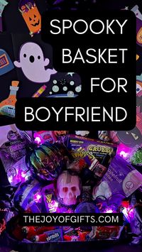 Needs ideas for making an awesome spooky basket for your boyfriend? Or maybe you want to buy him one that's pre-filled with lots of Halloween goodies? Head to The Joy of Gifts to find the best ideas for pre-made mystery boxes that you can give to your boyfriend this Halloween. You'll also find DIY spooky basket ideas with great spooky and horror items to fill your basket with!