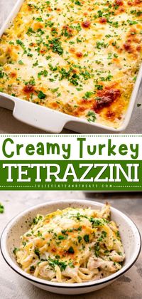 Make use of your leftover turkey and make this Turkey Tetrazzini! This easy dinner recipe for the family is delicious, creamy, and always a hit! Add this to your best comfort food recipes!