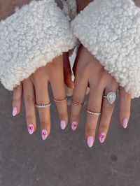 Bow nails. Pink and red bow nails. Christmas nails