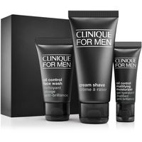 Clinique For Men Starter Kit - Daily Oil Control -  Clinique For Men Daily Oil Control set helps keep skin clear and shine-free anytime, anywhere.    Benefits     A daily routine for a shine-free look. Oil Control Face Wash: Thoroughly cleanses and removes excess oil. Cream Shave: Provides a rich buffer against razor drag and nicks. Mattifying Moisturizer: Delivers lightweight, oil-free hydration and helps mattify excess surface oil throughout the day. Dermatologist tested. No parabens. No phtha