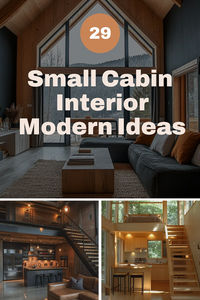 Create a perfect blend of modern and rustic with these 29 small cabin ideas! Discover how to pair sleek furniture, natural materials, and minimal accents for a stylish cabin vibe. #ContemporaryRustic #CabinLiving #ModernDecor