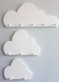 "Cloud Coat Hooks are a great way to decorate a child's room or nursery. Add a couple of raindrops to complete the look! Made from natural pine wood, painted with a non-toxic acrylic paint with the hooks finished with a non-toxic varnish. This piece is made with love and care for the environment and the health of your loved ones :) Order the clouds alone or with raindrops which comes with one small and one large. Comes with nail holes ready for hanging. Dimensions: Small Cloud 2 Hooks 12 inches