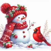 Red Snowmen Cardinals, Holly, Christmas, Winter, Digital Art, Card Making, Scrapbooking, Journaling, Clip Art, Digital Download - Etsy