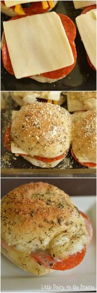 All the yumminess of pepperoni pizza in make ahead slider form. The gooey insides are amazing, and the cheesy garlic butter topping is pretty much to die for!