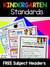 CLASSROOM I CAN POSTERS for kindergarten - back to school ready - Kindergarten standards – post your daily objectives – math phonics reading language arts PBIS learning goals report card I Can Statements – set academic goals with students – write your standards on the board – kindergarten common core FREE subject headers for lesson plans #kindergarten #kindergartenwriting