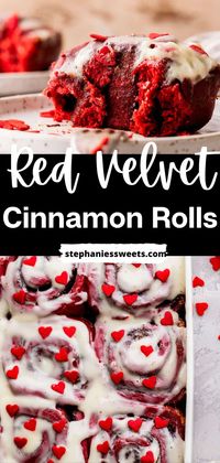 These red velvet cinnamon rolls are super soft cinnamon rolls with a red velvet dough, cinnamon filling, and cream cheese icing. These would be great for Valentine's Day or Christmas morning. Let your loved ones know how much you love them from the moment they wake up!