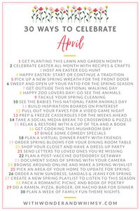 30 Ways to Celebrate April - With Wonder and Whimsy