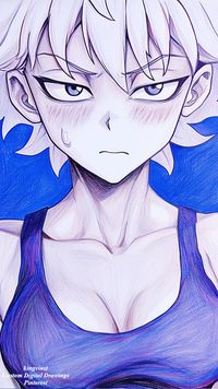 Killua from Hunter x Hunter! Pencil crayon illustrations. | hxh, hunter x hunter, anime art, anime fanart, anime drawing, hxh pfp, hxh wallpaper, Killua pfp, Killua wallpaper, Killua fan art, Killua Zoldyck, cute, kawaii, anime boy with white hair, anime boy with blue eyes, neko, Killua as a woman, embarassed Killua, Killua got transformed into a woman, Killua as a girl, female Killua, shy