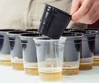 Keep your precious beer unsoiled until the moment it touches your lips by protecting it with these beer pong cup ball catchers. Designed to fit 16 and 18 ounce disposable cups, they slide over the mouth and prevent that dirty ball from ever falling into the beer.