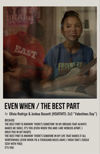 minimal polaroid song poster for even when / the best part by olivia rodrigo & joshua bassett from hsmtmts